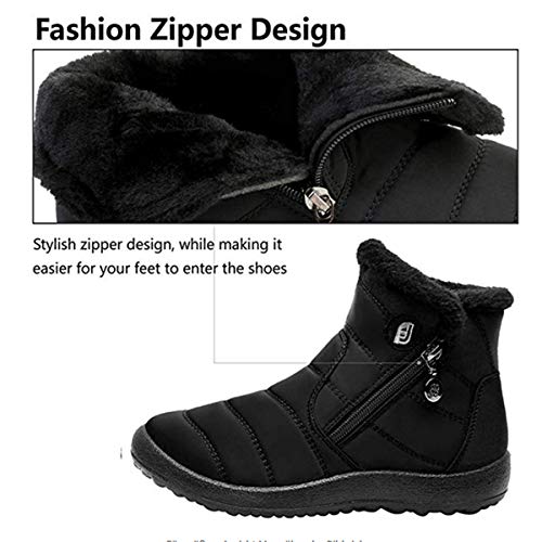JOINFREE Botas con Cremallera de Nieve Mujeres Senderismo al Aire Libre Calzado para Esquiar en Clima frío Negro, 39 EU
