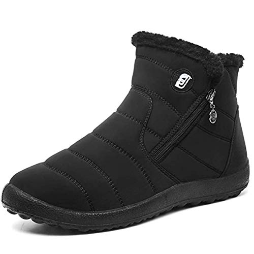 JOINFREE Botas con Cremallera de Nieve Mujeres Senderismo al Aire Libre Calzado para Esquiar en Clima frío Negro, 39 EU