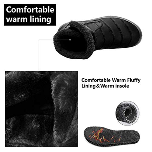 JOINFREE Botas con Cremallera de Nieve Mujeres Senderismo al Aire Libre Calzado para Esquiar en Clima frío Negro, 39 EU