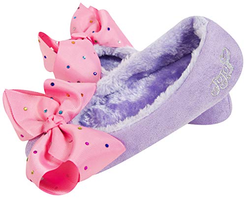 JOJO SIWA Zapatillas Estar por Casa Niñas con Arcos Grandes, Pantuflas Infantiles Rosa y Violeta, Zapatillas de casa Invierno Caliente de Peluche (38/39, Bailarina Morada)