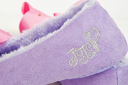 JOJO SIWA Zapatillas Estar por Casa Niñas con Arcos Grandes, Pantuflas Infantiles Rosa y Violeta, Zapatillas de casa Invierno Caliente de Peluche (38/39, Bailarina Morada)