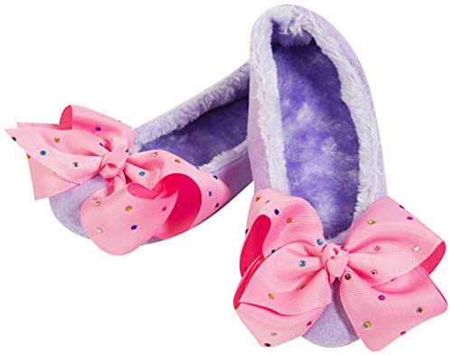 JOJO SIWA Zapatillas Estar por Casa Niñas con Arcos Grandes, Pantuflas Infantiles Rosa y Violeta, Zapatillas de casa Invierno Caliente de Peluche (38/39, Bailarina Morada)