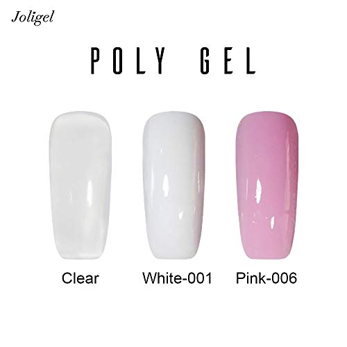 Joligel Poli Gel Constructor para Extensión de Uñas Polygel UC LED para Manicura Francesa Profesional, Uso Fácil Resultado Rápido, Color Rosa
