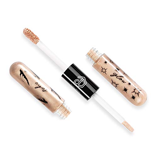 Jolly Dim Makeup - Dúo 2 en 1 de ojos e iluminador Sunny Gold 3: sombra de ojos líquida Sunny Gold 3 + iluminador líquido Carmel 3. Set de maquillaje para rostro y ojos