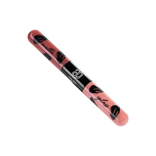 Jolly Dim Makeup - Dúo de labios 2 en 1 Matte & Gloss Light Coral 4: labial Burnt Hibiscus 4 + brillo de labios Peachy Pink 4. DÚO de labios