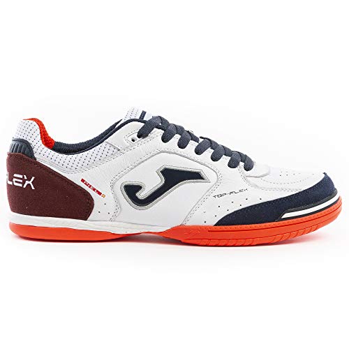 Joma Top Flex, Zapatilla de fútbol Sala, White-Navy, Talla 8.5 US (42 EU)