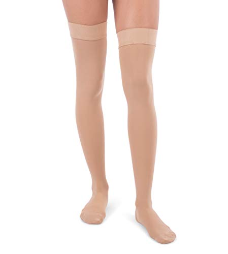 Jomi Compression, Unisex, colección de medias altas para muslo, 30-40 mmHg Premiere Peso quirúrgico cerrado dedo del pie - Petite 365 (mediano, natural)