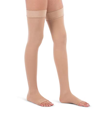 Jomi Compression, Unisex, colección de medias altas para muslos de 20 a 30 mmHg Premiere punta abierta con peso quirúrgico – Petite 265 (XXL, Natural)