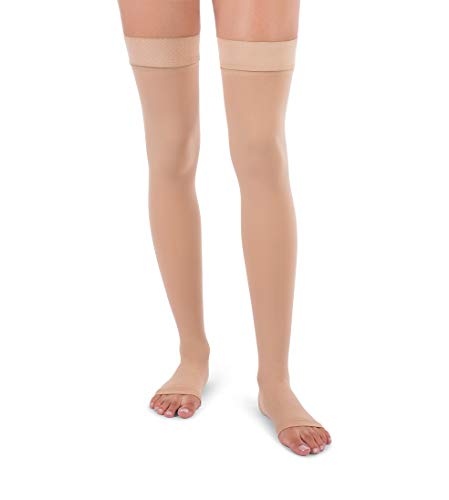 Jomi Compression, Unisex, colección de medias altas para muslos de 20 a 30 mmHg Premiere punta abierta con peso quirúrgico – Petite 265 (XXL, Natural)