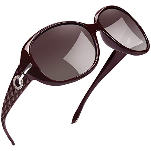 Joopin Gafas de Sol Mujer Polarizadas de Moda Protección UV400 de Gran Tamaño Gafas de Sol Señoras (Vino tinto)