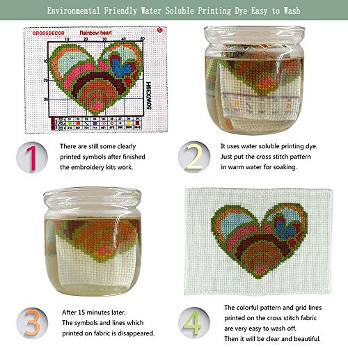 Joy Sunday Kit de punto de cruz pre-impreso para costura completa gama de kits de inicio de bordado para principiantes DIY 11CT estampado 3 hebras – siete colores ciervos 46 x 46 cm