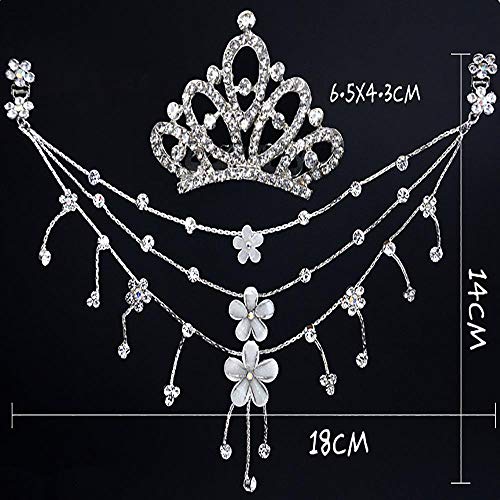 Joyas tocado infantil princesa frente cadena corona antiguo viento pelo cadena pedrería baile latino performance set borla, lago azul abeja 9