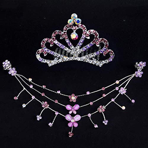 Joyas tocado infantil princesa frente cadena corona antiguo viento pelo cadena pedrería baile latino performance set borla, lago azul abeja 9