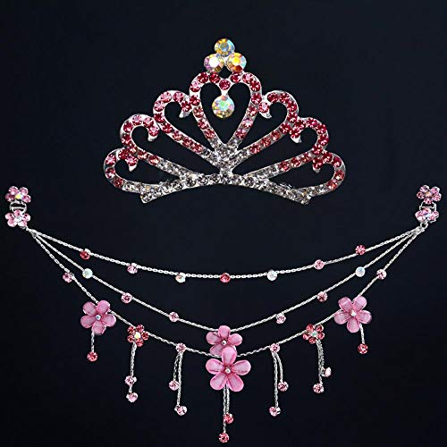 Joyas tocado infantil princesa frente cadena corona antiguo viento pelo cadena pedrería baile latino performance set borla, lago azul abeja 9