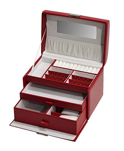 Joyero en Piel de Cuero 3 Plantas Utopia Marca Francesa - Rojo