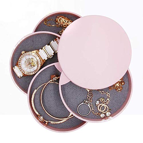 Joyero giratorio de 4 capas de 360 ​​grados, caja de almacenamiento de bandeja de joyería de viaje portátil caja de almacenamiento de joyería