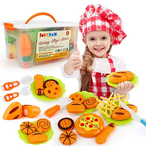 JoyGrow 40 Piezas Alimentos de Juguete Cortar Frutas Verduras Temprano Desarrollo Educación Bebé Niños Juegos para cocinar