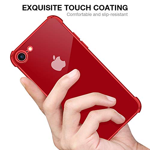 Joyguard Funda iPhone SE 2020[ 2*Protector de Pantalla de Vidrio Templado ], Funda iPhone SE 2020 Silicona Funda iPhone 8 Funda iPhone 7 [Airbag Asísmico] - Rojo(4.7'')