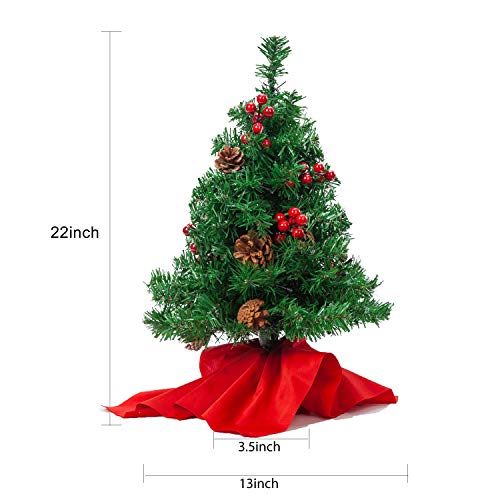JOYIN Mini árbol de Navidad de 50cm, Mini árbol de Pino de Navidad Artificial con Luces decoración navideña para la Mesa del hogar