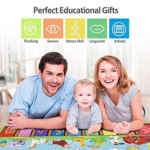 Joyjoz Alfombra de Piano con 25 Sonidos, Alfombra Musical de Teclado para Bebé, Alfombra Piano de Animales para Niños Niñas de 1 a 5 Años (100*36cm)