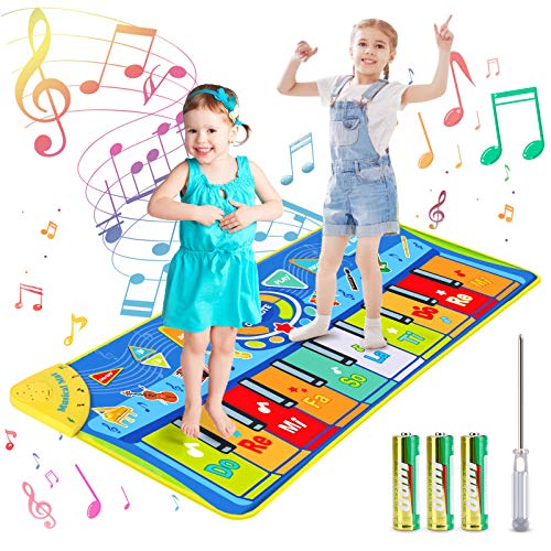 joylink Alfombra de Piano, Alfombra Musical Teclado Alfombra Musical para Niños Alfombra Musical de Teclado 10 Teclas y 8 Instrumentos de Animales para Bebé Niño Niña (130*48cm)
