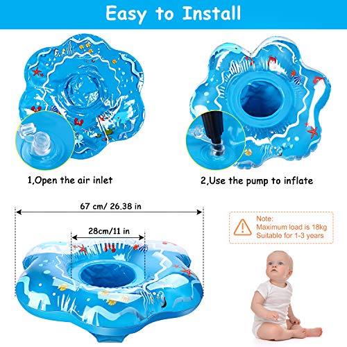 joylink Flotador para Bebé, Flotador Anillo de Natación Flotador de Aprendizaje de Piscina Baby Float con Inflador para Bebé y Niños de 12 a 36 Meses