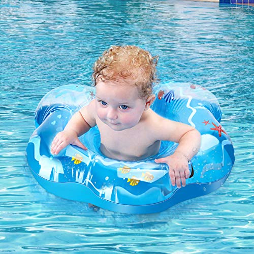 joylink Flotador para Bebé, Flotador Anillo de Natación Flotador de Aprendizaje de Piscina Baby Float con Inflador para Bebé y Niños de 12 a 36 Meses