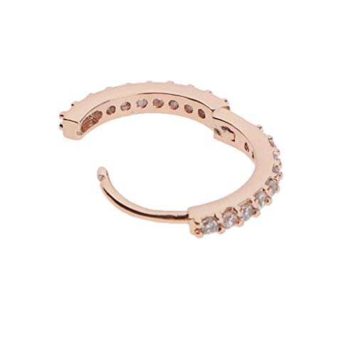 joyMerit 3X Pendientes Huggie para Mujer Cobre Tono Plateado CZ Lóbulos Perforaciones De Oreja 10 Mm