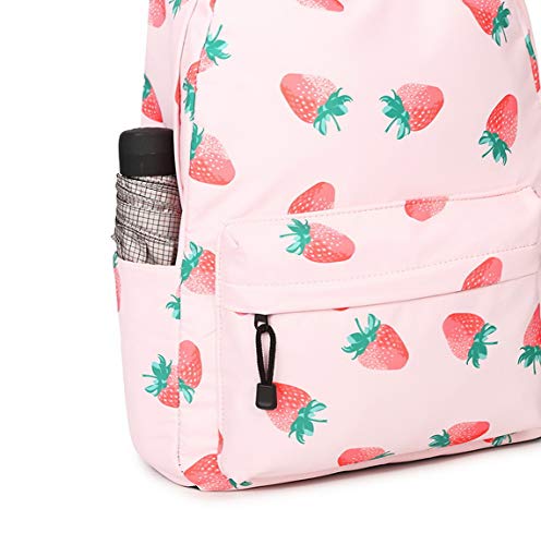 Joymoze Bonita Mochila Escolar Impermeable para Niños y Niñas - Cartera Ligera de Estampado Elegante Fresa