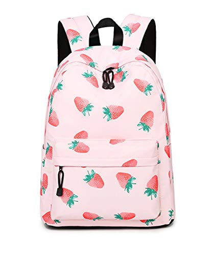 Joymoze Bonita Mochila Escolar Impermeable para Niños y Niñas - Cartera Ligera de Estampado Elegante Fresa