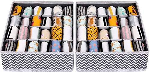 joyoldelf - Caja de Almacenamiento Plegable para cajones - 2 Paquetes - 24 Compartimentos - Organizador para Ropa Interior, Guardar Calcetines, Sujetadores, pañuelos