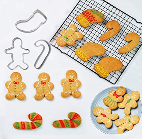 joyoldelf Cortadores de Galletas de Navidad, 9PCS Moldes de Galletas, Forma de Reno, Muñeco de Nieve, Árbol de Navidad, Copo de Nieve, Hombre de Jengibre, Dulces, Muleta, Ángel, Calcetín