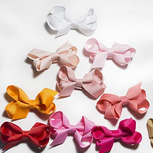 Joyoyo - 50 lazos para el pelo de bebé y niñas, 2 en mini pinzas de cocodrilo, totalmente cubiertos con cinta de grogrén accesorios para el pelo para Ba