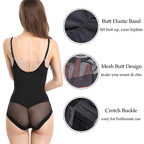 Joyshaper Mujer Body Faja Reductora Modeladora Abdomen Cintura Corsé Bodysuit Postparto Adelgazantes Underbust sin Costuras Escote por Debajo del Pecho Control de Barriga (Negro, Small)