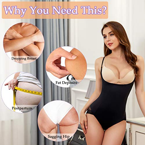 Joyshaper Mujer Body Faja Reductora Modeladora Abdomen Cintura Corsé Bodysuit Postparto Adelgazantes Underbust sin Costuras Escote por Debajo del Pecho Control de Barriga (Negro, Small)