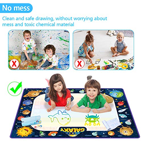 JOYSPACE Agua Dibujo Pintura Pizarra Mágica Alfombra de Agua Doodle Esteras de Agua Doodle Regalos de Dibujo Juegos Juguetes Educativo para Niños Niñas de 3 4 5 6 7 8 años-120*90cm