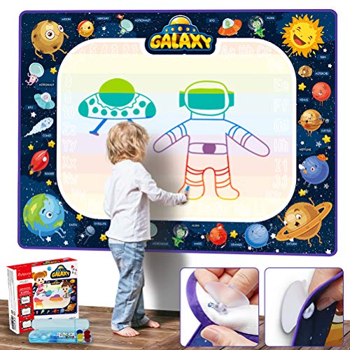 JOYSPACE Agua Dibujo Pintura Pizarra Mágica Alfombra de Agua Doodle Esteras de Agua Doodle Regalos de Dibujo Juegos Juguetes Educativo para Niños Niñas de 3 4 5 6 7 8 años-120*90cm