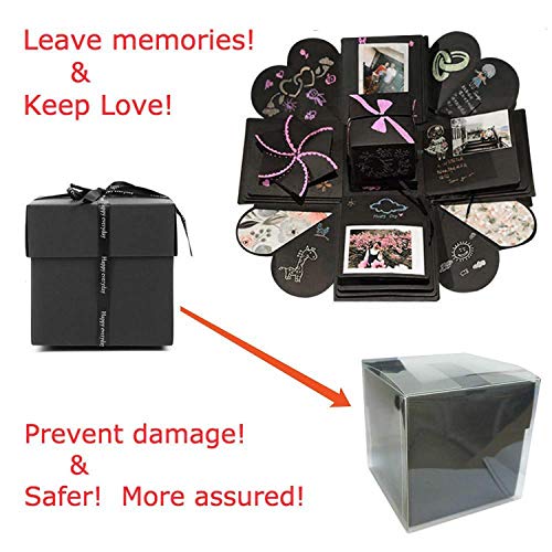 JOYUE Creative Explosion Box Caja de Regalo Sorpresa DIY Photo Album Scrapbook Regalos de Valentín, Cumpleaños, Aniversario (Caja de Regalo Negro)
