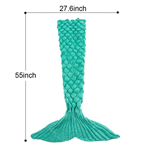 Jr.Hagrid Mermaid Tail Blanket para niñas, Saco de Dormir de Sirena para niños, Manta de Cola de Sirena Hecha a Mano, Regalo de cumpleaños para niñas de 3-8 años (Verde)