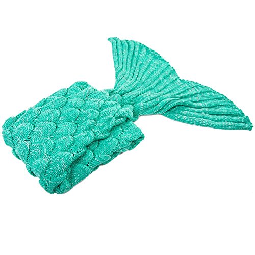 Jr.Hagrid Mermaid Tail Blanket para niñas, Saco de Dormir de Sirena para niños, Manta de Cola de Sirena Hecha a Mano, Regalo de cumpleaños para niñas de 3-8 años (Verde)