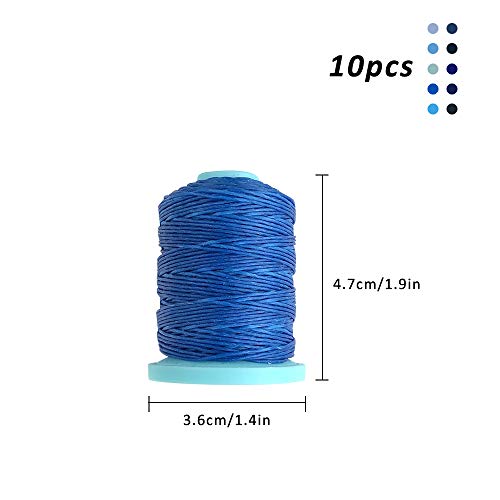 Jroyseter 10 Rollos/Colores Hilo Encerado 0.5mm Cuerda de Cuero Gamuza de imitación Conjunto de DIY Cordón de Algodón Artesanía Haciendo para Hacer Joyería, Collar, Pulsera (Blue)