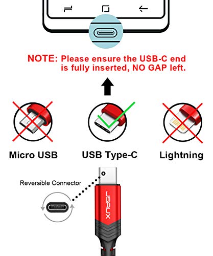 JSAUX Cable USB C [1M+2M,2PC] Duradera 3A Cable USB Tipo C Carga Rápida Compatible con Nylon Trenzado para Samsung S20/S10/S9/S8 Plus,Note10/9/8, Xiaomi Mi A1/A2,Huawei,LG,Sony-Rojo