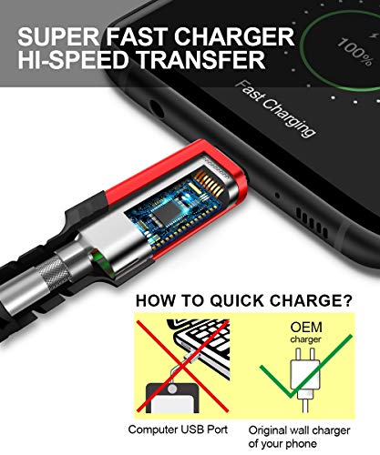 JSAUX Cable USB C [1M+2M,2PC] Duradera 3A Cable USB Tipo C Carga Rápida Compatible con Nylon Trenzado para Samsung S20/S10/S9/S8 Plus,Note10/9/8, Xiaomi Mi A1/A2,Huawei,LG,Sony-Rojo