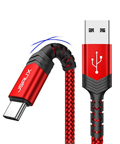 JSAUX Cable USB C [1M+2M,2PC] Duradera 3A Cable USB Tipo C Carga Rápida Compatible con Nylon Trenzado para Samsung S20/S10/S9/S8 Plus,Note10/9/8, Xiaomi Mi A1/A2,Huawei,LG,Sony-Rojo
