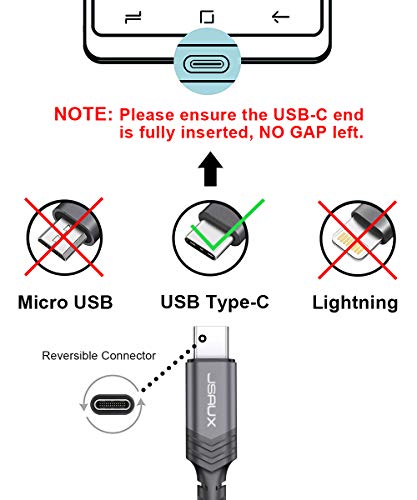 JSAUX Cable USB C [1M+2M,2PC] Duradera 3A Cable USB Tipo C Carga Rápida Compatible con Nylon Trenzado para Samsung S20/S10/S9/S8 Plus,Note10/9/8, Xiaomi Mi A1/A2,Huawei,LG,Sony-Gris