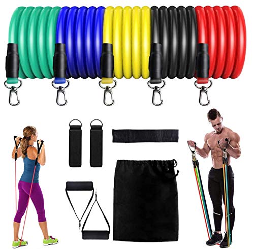 JSDing Bandas Elásticas Fitness | Conjunto de Bandas de Resistencia Mujeres Hombres 100 LB Bandas de Entrenamiento de Estiramiento físico Gimnasio en casa Gimnasio Fisioterapia