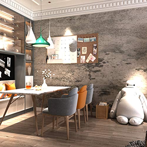 JSEVEM Papel de contacto de grano de concreto gris, autoadhesivo, papel pintado de hormigón industrial, pegatinas para muebles de sótano, garaje, sala de juegos (15.74 "x 118.11")