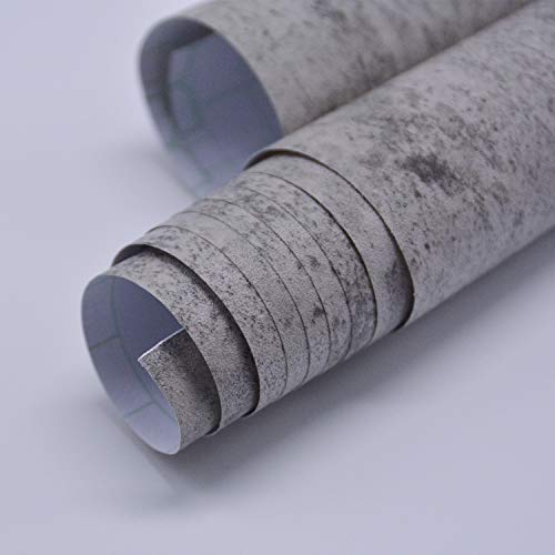 JSEVEM Papel de contacto de grano de concreto gris, autoadhesivo, papel pintado de hormigón industrial, pegatinas para muebles de sótano, garaje, sala de juegos (15.74 "x 118.11")