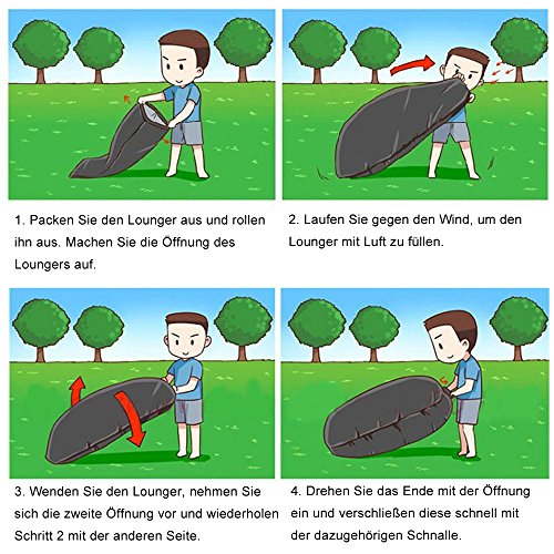 JSVER Sofa Hinchable del Aire del Ocioso de Playa,Tumbona Hinchable sofá Inflable Cama con el Paquete Portable para Viajar, Acampar, Senderismo, Piscina y Partidos de la Playa -Azul