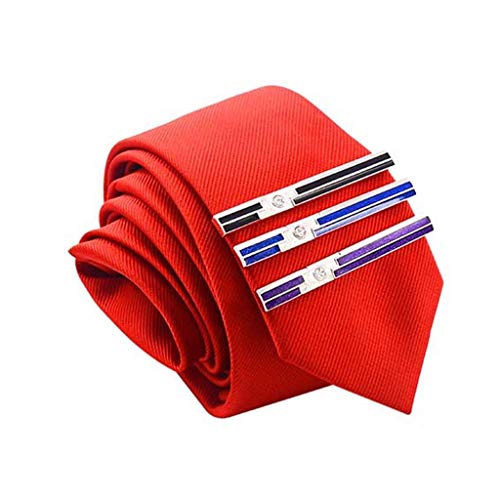 JSY Metal Simple Classic Tricolor Drip Oil Clip de collar de cristal para hombres Clip de corbata Clip de corbata Clip de corbata Clips (Color: A)